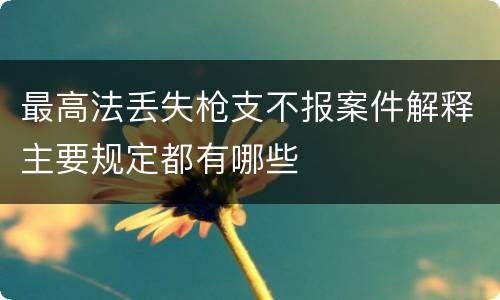 最高法丢失枪支不报案件解释主要规定都有哪些