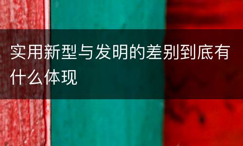 实用新型与发明的差别到底有什么体现