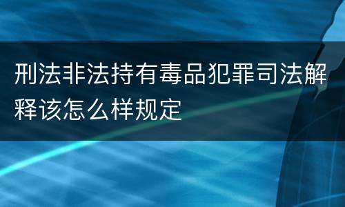 刑法非法持有毒品犯罪司法解释该怎么样规定