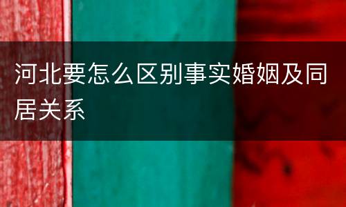 河北要怎么区别事实婚姻及同居关系