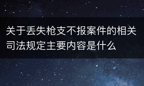 关于丢失枪支不报案件的相关司法规定主要内容是什么