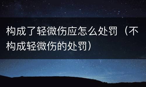 构成了轻微伤应怎么处罚（不构成轻微伤的处罚）