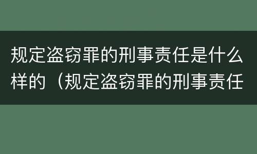 规定盗窃罪的刑事责任是什么样的（规定盗窃罪的刑事责任是什么样的呢）