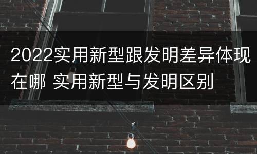 2022实用新型跟发明差异体现在哪 实用新型与发明区别