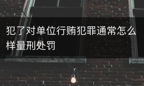 犯了对单位行贿犯罪通常怎么样量刑处罚