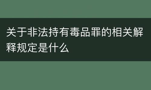 关于非法持有毒品罪的相关解释规定是什么