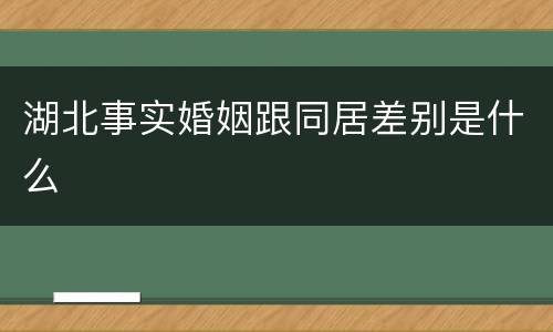 湖北事实婚姻跟同居差别是什么