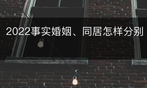 2022事实婚姻、同居怎样分别