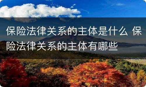 保险法律关系的主体是什么 保险法律关系的主体有哪些