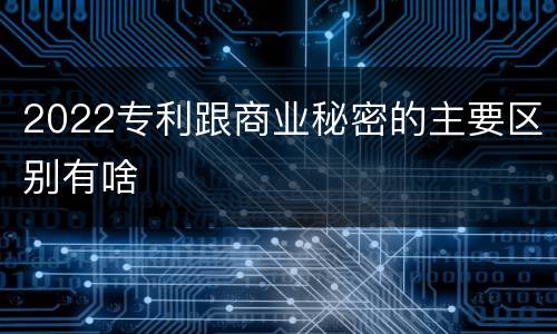 2022专利跟商业秘密的主要区别有啥