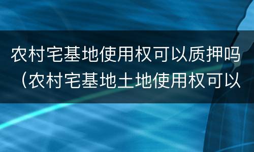 农村宅基地使用权可以质押吗（农村宅基地土地使用权可以抵押吗）