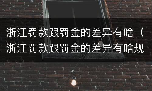 浙江罚款跟罚金的差异有啥（浙江罚款跟罚金的差异有啥规定）