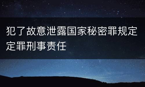 犯了故意泄露国家秘密罪规定定罪刑事责任