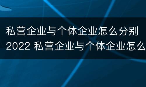 私营企业与个体企业怎么分别2022 私营企业与个体企业怎么分别2022年报税