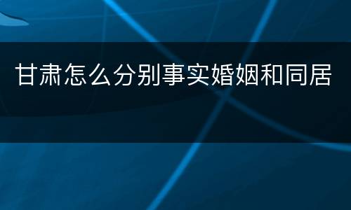 甘肃怎么分别事实婚姻和同居