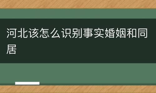 河北该怎么识别事实婚姻和同居