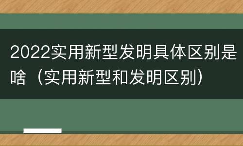 2022实用新型发明具体区别是啥（实用新型和发明区别）