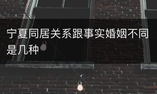 宁夏同居关系跟事实婚姻不同是几种