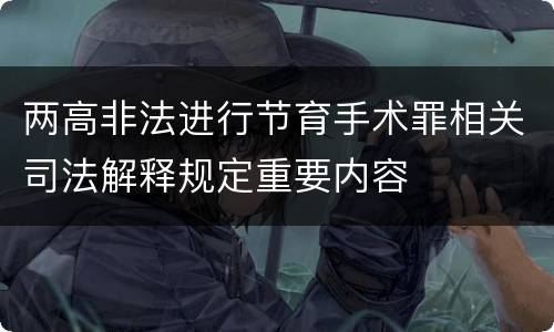 两高非法进行节育手术罪相关司法解释规定重要内容