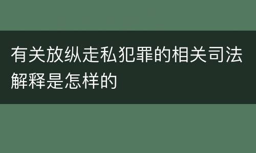 有关放纵走私犯罪的相关司法解释是怎样的