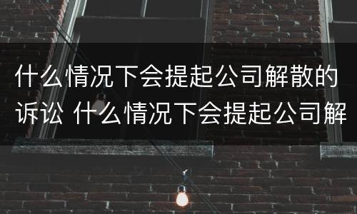 什么情况下会提起公司解散的诉讼 什么情况下会提起公司解散的诉讼案件