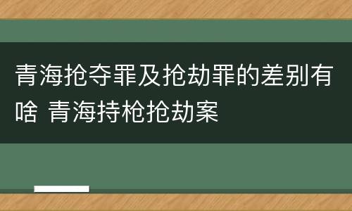 青海抢夺罪及抢劫罪的差别有啥 青海持枪抢劫案