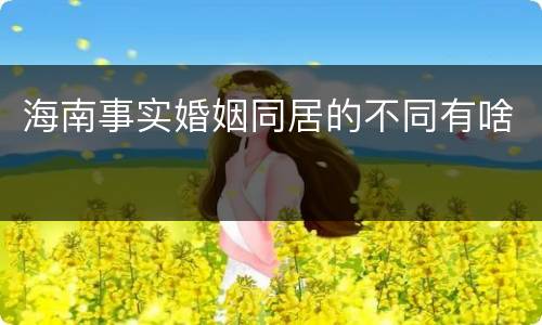 海南事实婚姻同居的不同有啥