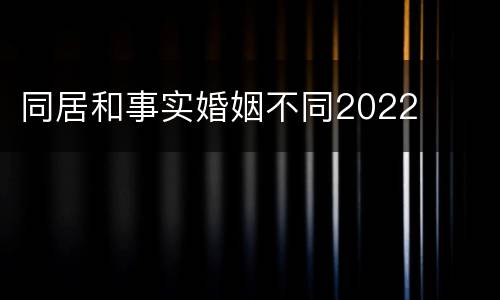 同居和事实婚姻不同2022