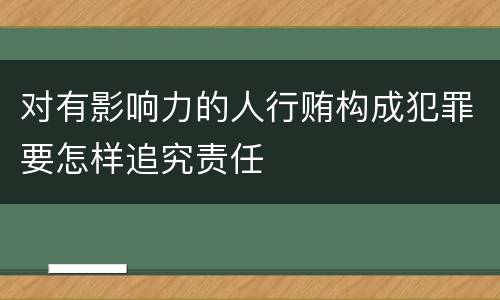 对有影响力的人行贿构成犯罪要怎样追究责任