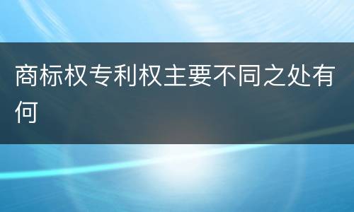 商标权专利权主要不同之处有何