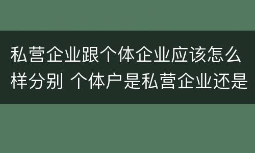 私营企业跟个体企业应该怎么样分别 个体户是私营企业还是民营企业