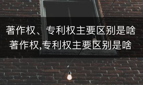 著作权、专利权主要区别是啥 著作权,专利权主要区别是啥呢