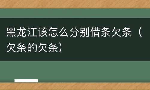 黑龙江该怎么分别借条欠条（欠条的欠条）