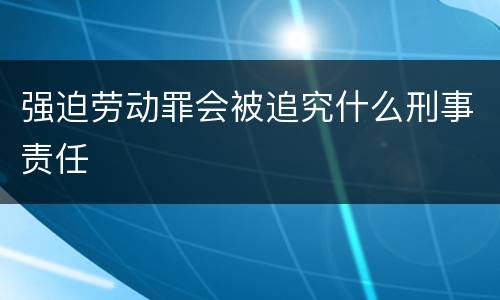 强迫劳动罪会被追究什么刑事责任