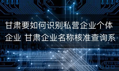 甘肃要如何识别私营企业个体企业 甘肃企业名称核准查询系统