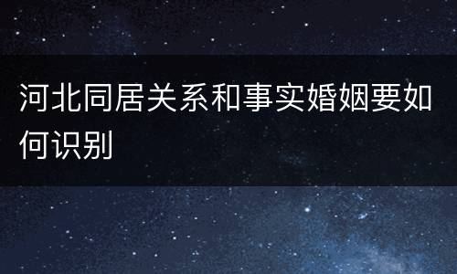 河北同居关系和事实婚姻要如何识别