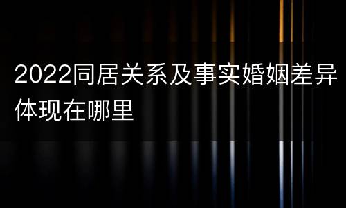 2022同居关系及事实婚姻差异体现在哪里