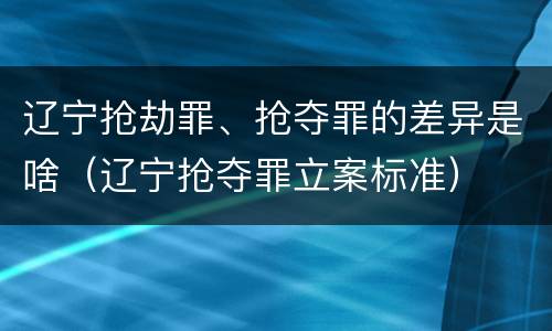 辽宁抢劫罪、抢夺罪的差异是啥（辽宁抢夺罪立案标准）