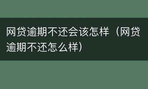 网贷逾期不还会该怎样（网贷逾期不还怎么样）