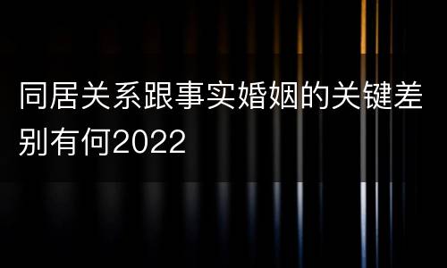 同居关系跟事实婚姻的关键差别有何2022