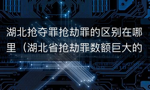 湖北抢夺罪抢劫罪的区别在哪里（湖北省抢劫罪数额巨大的标准）