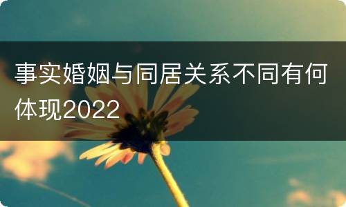 事实婚姻与同居关系不同有何体现2022