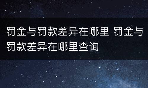 罚金与罚款差异在哪里 罚金与罚款差异在哪里查询