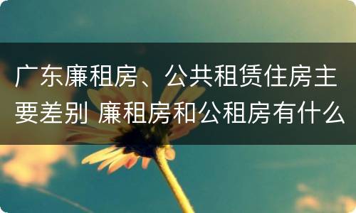 广东廉租房、公共租赁住房主要差别 廉租房和公租房有什么区别广州