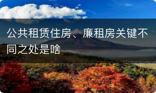 公共租赁住房、廉租房关键不同之处是啥