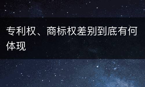 专利权、商标权差别到底有何体现