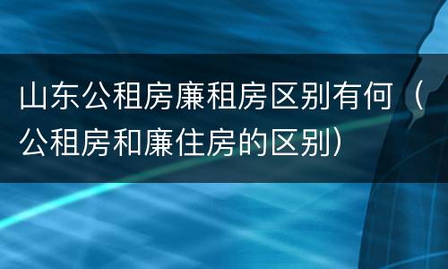 山东公租房廉租房区别有何（公租房和廉住房的区别）