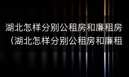 湖北怎样分别公租房和廉租房（湖北怎样分别公租房和廉租房呢）