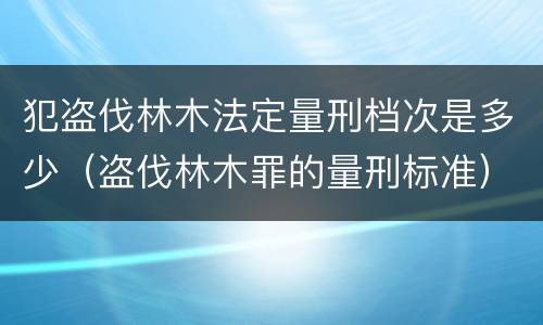 犯盗伐林木法定量刑档次是多少（盗伐林木罪的量刑标准）