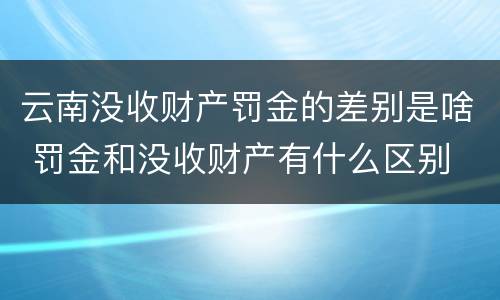 云南没收财产罚金的差别是啥 罚金和没收财产有什么区别